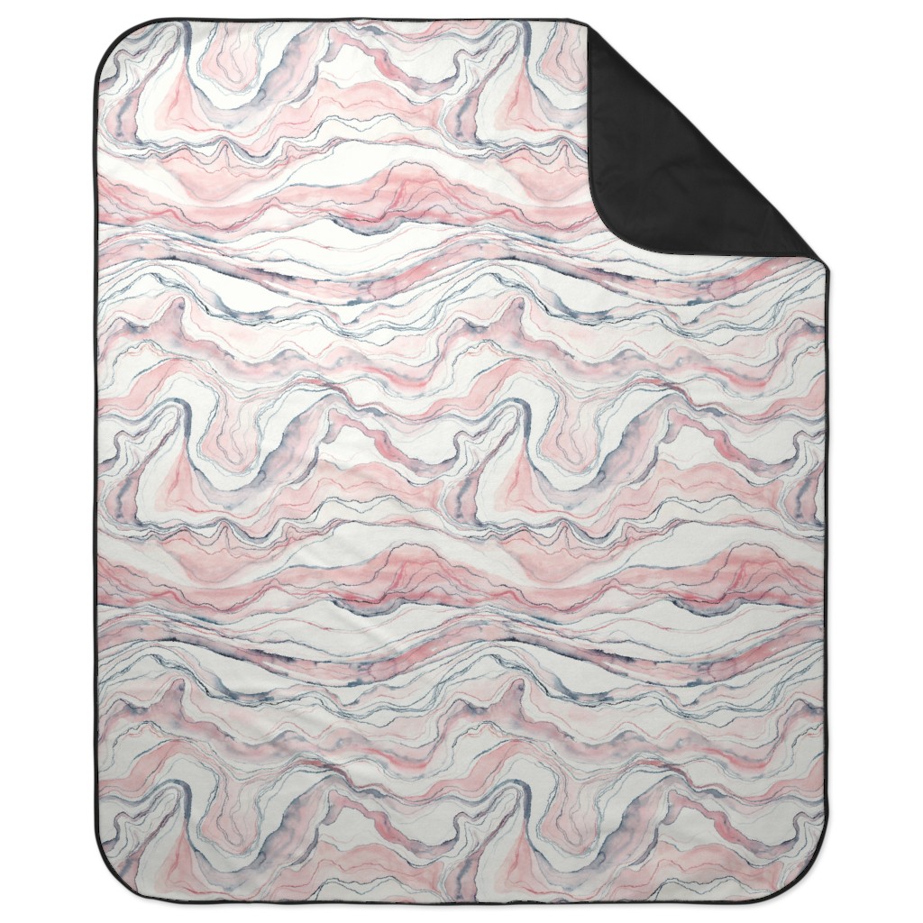 Watercolor Marble Picnic Blanket, Pink