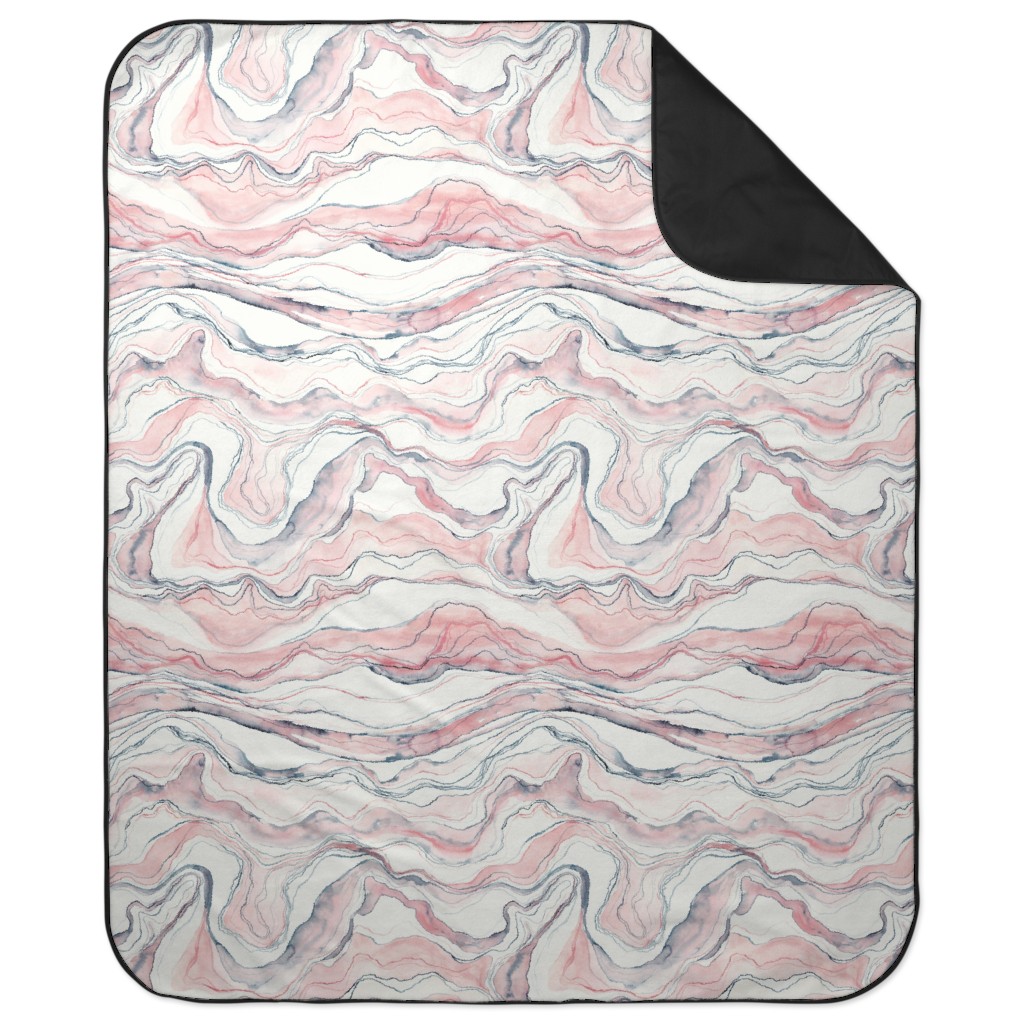 Watercolor Marble Picnic Blanket, Pink, Quartz