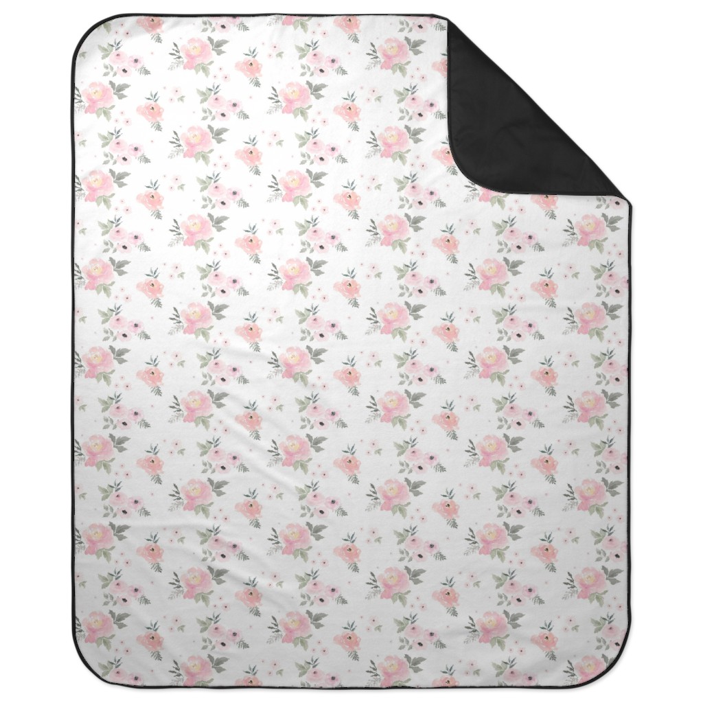 Sweet Blush Roses - Pink Picnic Blanket, Pink, Bright Pink