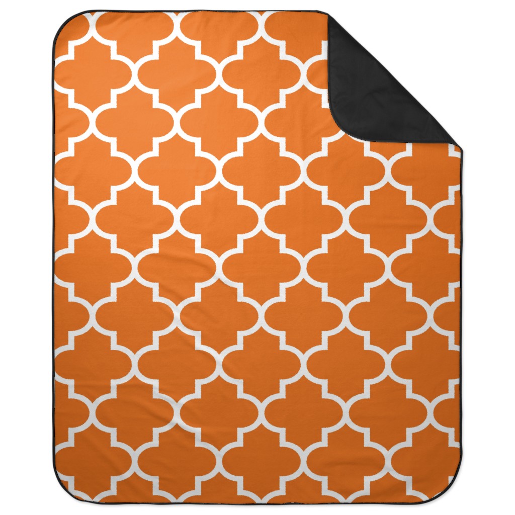 Quatrefoil - Orange Picnic Blanket, Orange