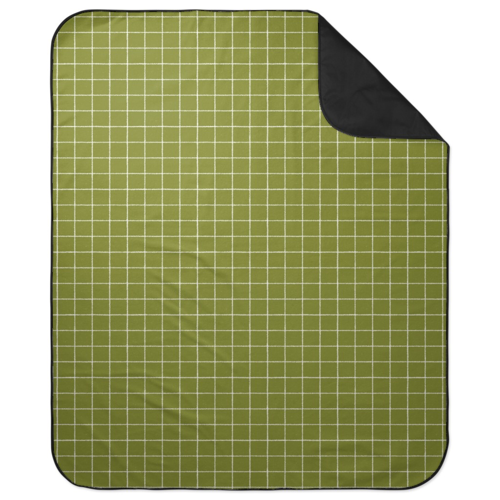 Watercolor Windowpane - Green Picnic Blanket, Green