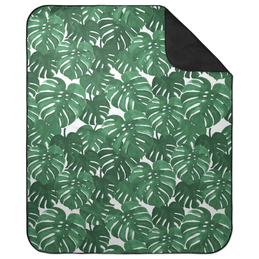 Tropical Palms - Green Picnic Blanket, Green