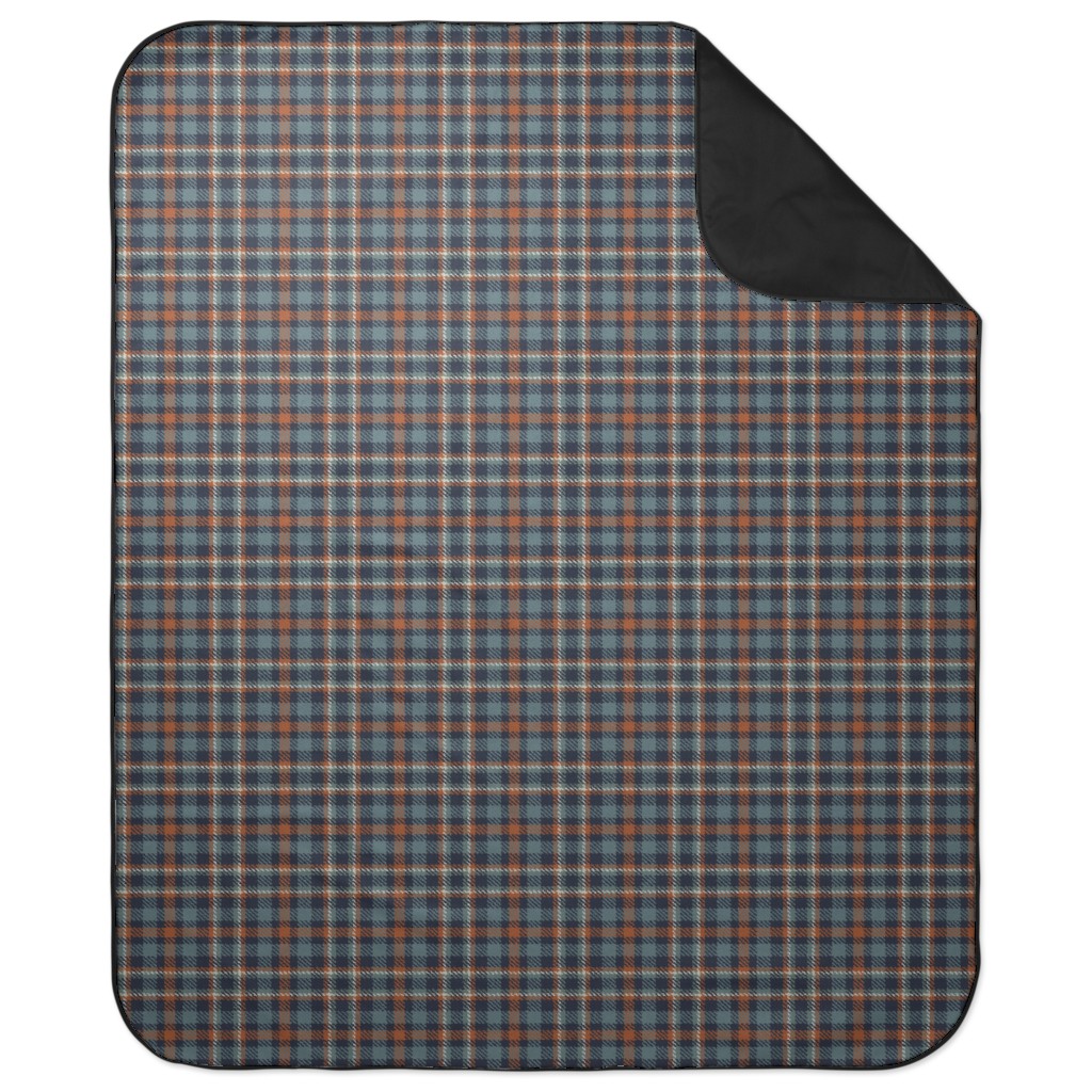 Plaid - Terracotta and Blue Picnic Blanket, Blue
