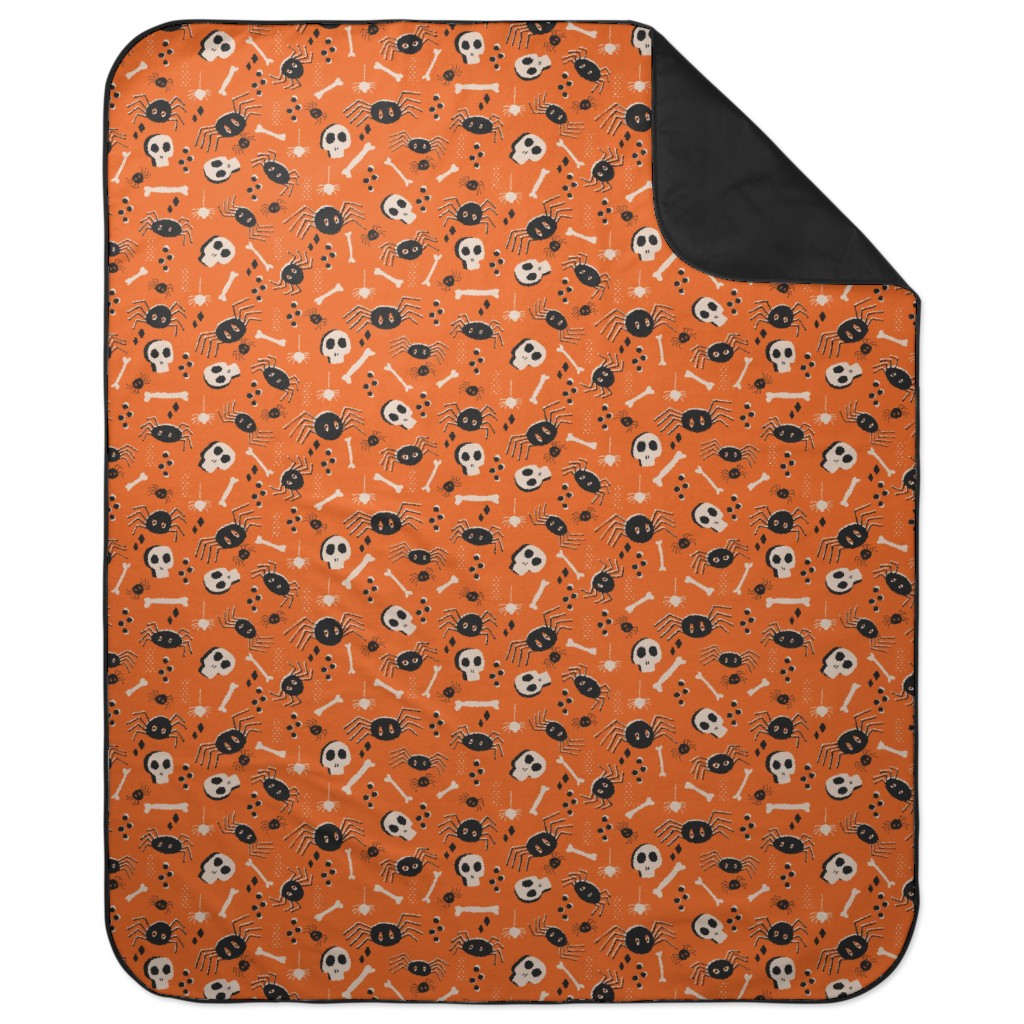 Vintage Halloween - Orange and Black Picnic Blanket, Orange