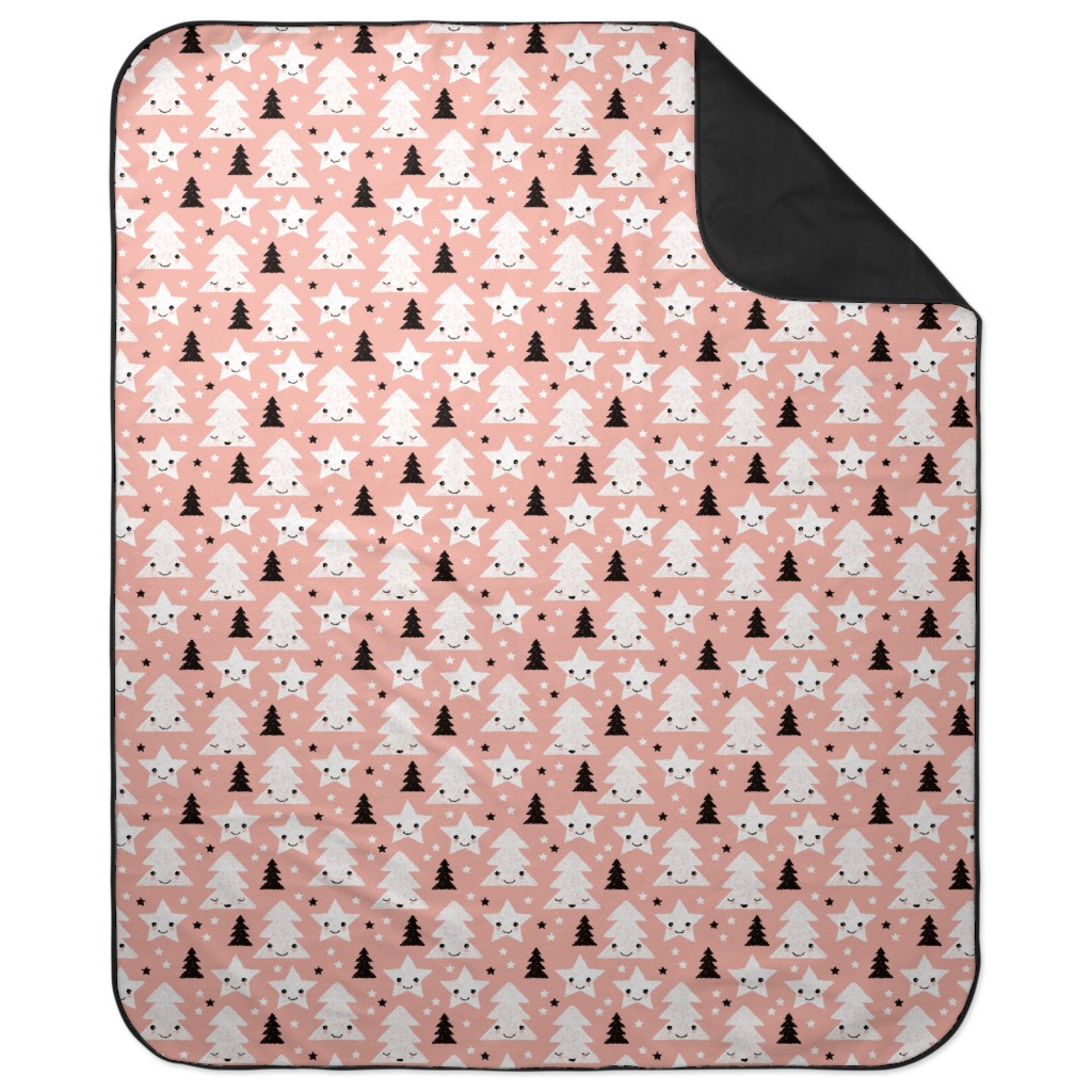 Merry Christmas Kawaii - Pink Picnic Blanket, Pink