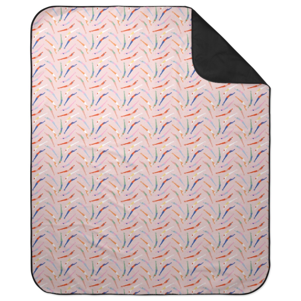 Art Deco Divers - Pink Picnic Blanket, Pink