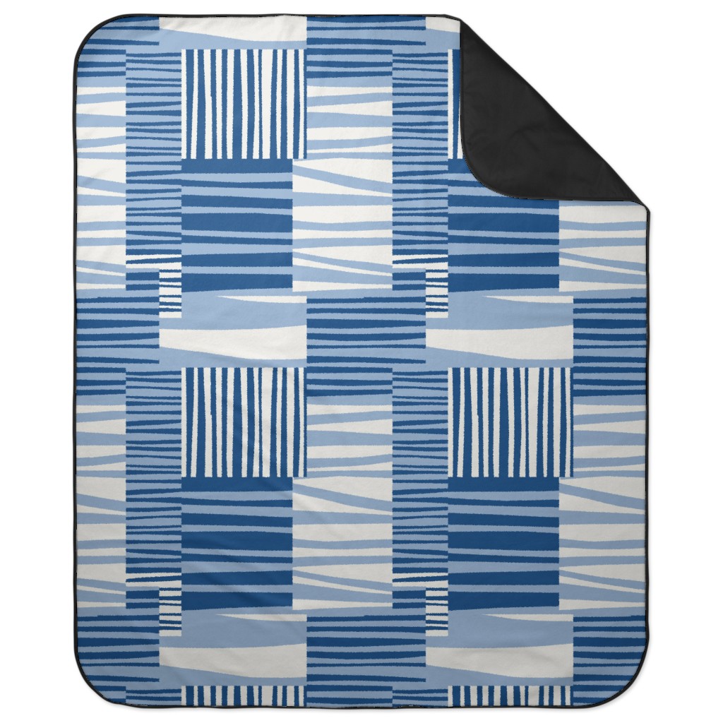 Twiggy Stripes Picnic Blanket, Blue