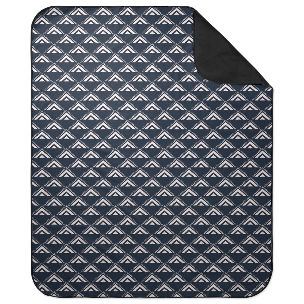 Lead the Way Triangles - Blue Picnic Blanket, Blue