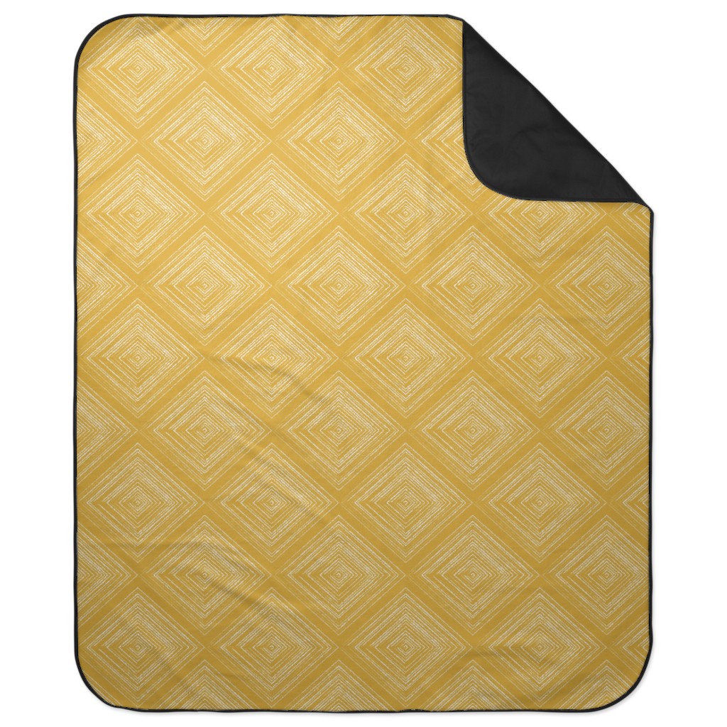 Modern Farmhouse - Mustard Picnic Blanket, Yellow