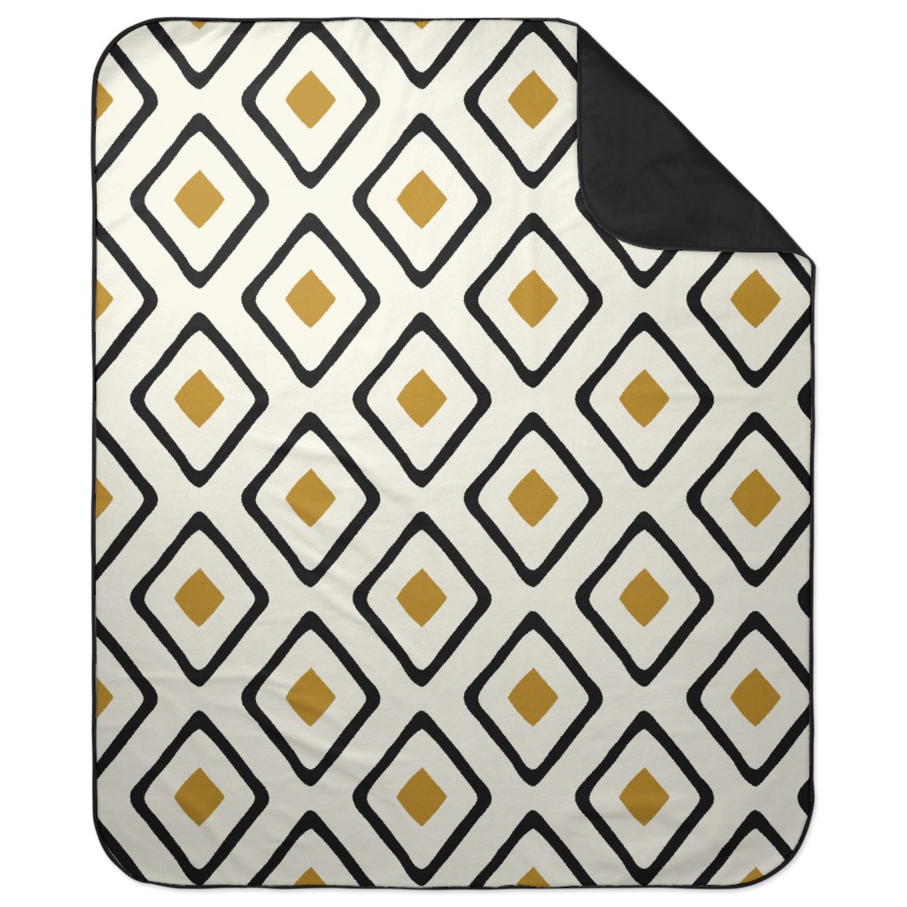 Diamond in Diamond - Neutral Picnic Blanket, Beige