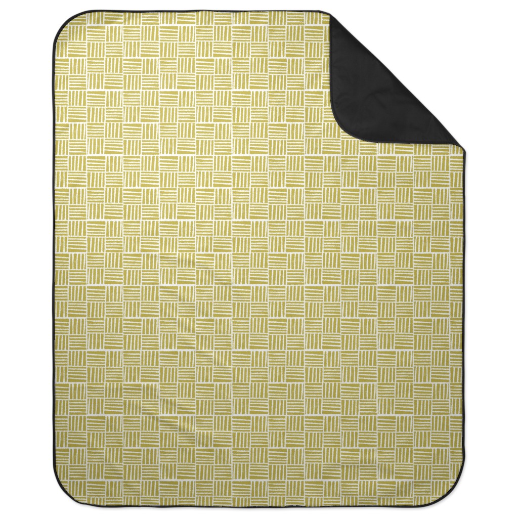 Thatch Stripe Grid - Yellow Picnic Blanket, Yellow