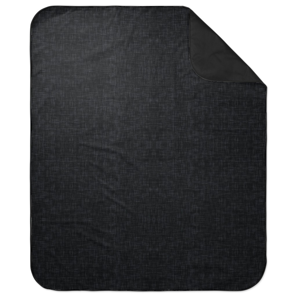 Dark Charcoal Linen Picnic Blanket, Black