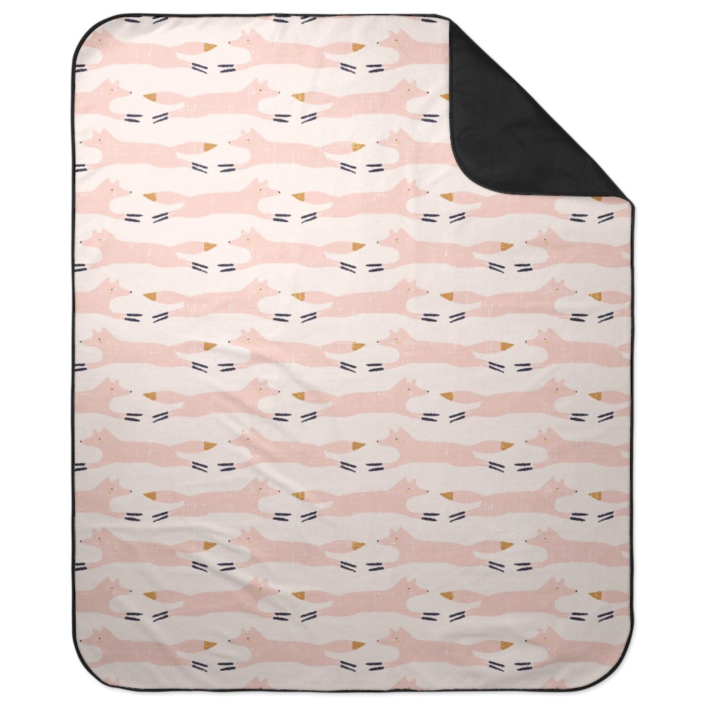 Leaping Fox - Pink Picnic Blanket, Pink