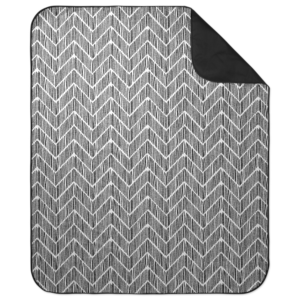 Black & White Chevron Picnic Blanket, Gray