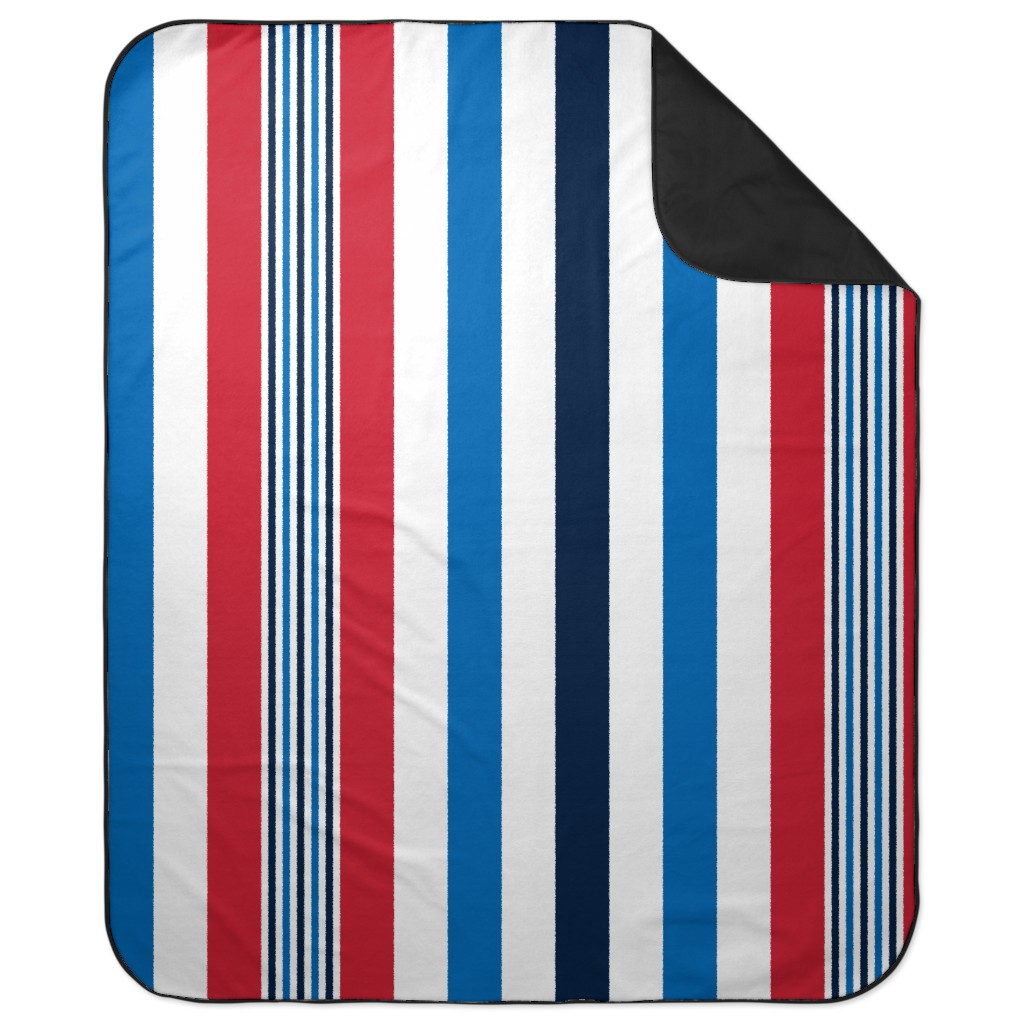 Vertical Stripes - Red White and Blue Picnic Blanket, Multicolor