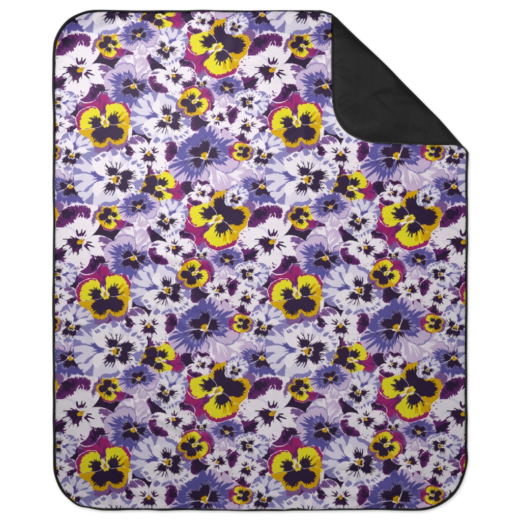 Pansy By Numbers - Purple Picnic Blanket, Purple