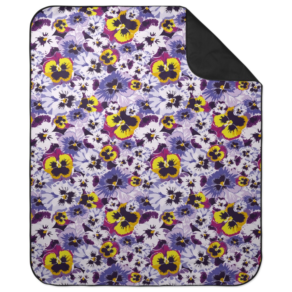 Pansy By Numbers - Purple Picnic Blanket, Purple, Purple