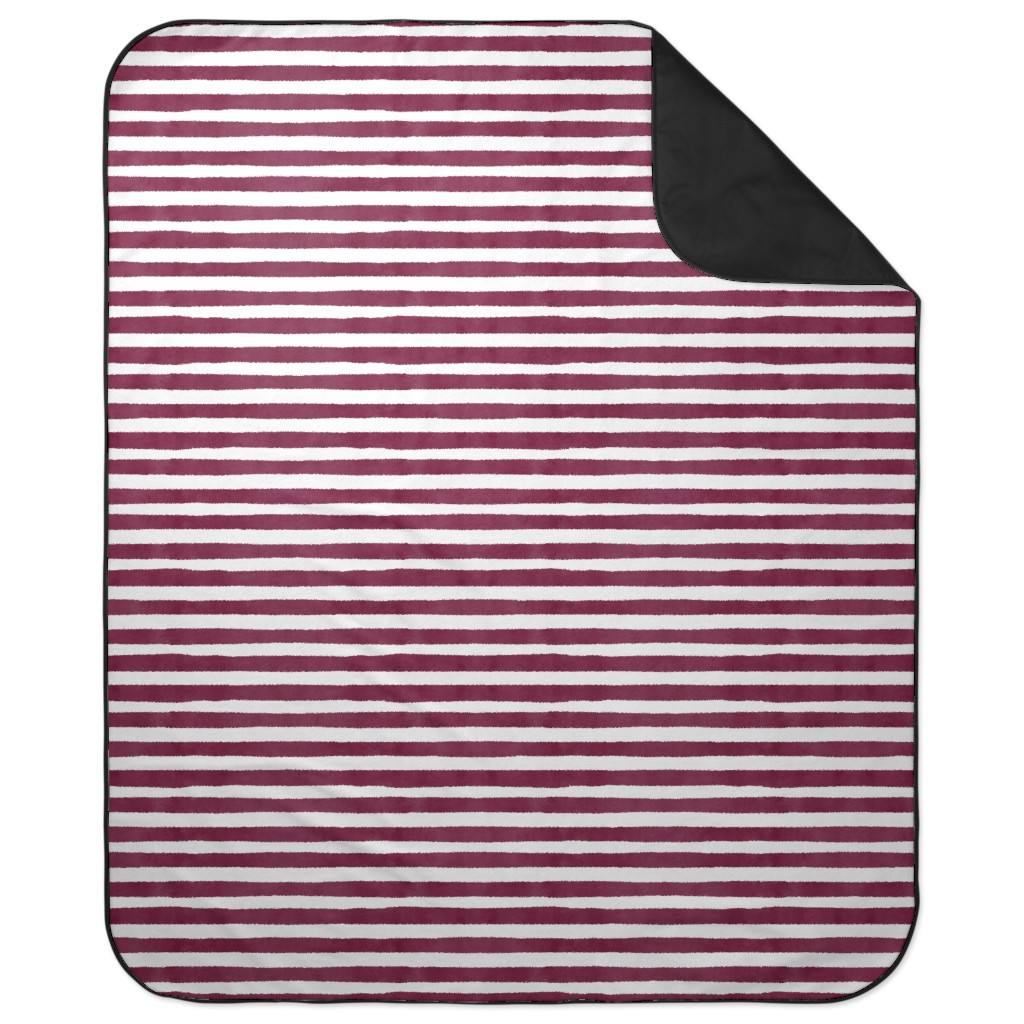 Stripe - Maroon Picnic Blanket, Red