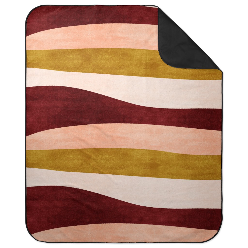 Undulate Horizontal - Warm Picnic Blanket, Pink, Bright Pink