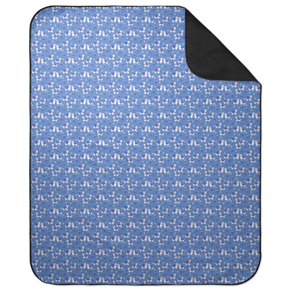 Llamakah - Blue Picnic Blanket, Blue, True Blue
