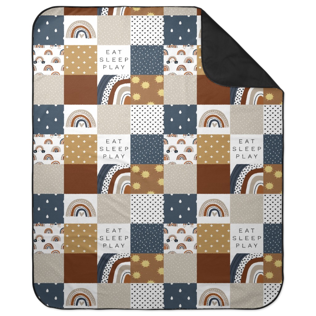 Eat, Sleep, Play - Primary Colors Picnic Blanket, Multicolor