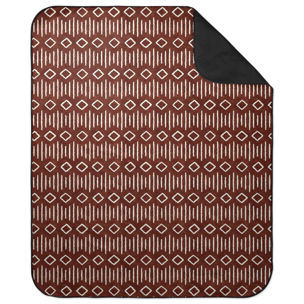 Diamond Mud Cloth Picnic Blanket, Brown, Chestnut