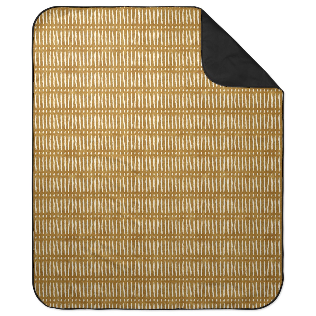 Vertical Dash Stripe Picnic Blanket, Yellow