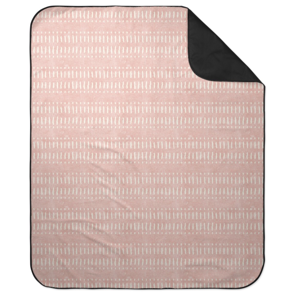 Dash Dot Stripes Picnic Blanket, Pink
