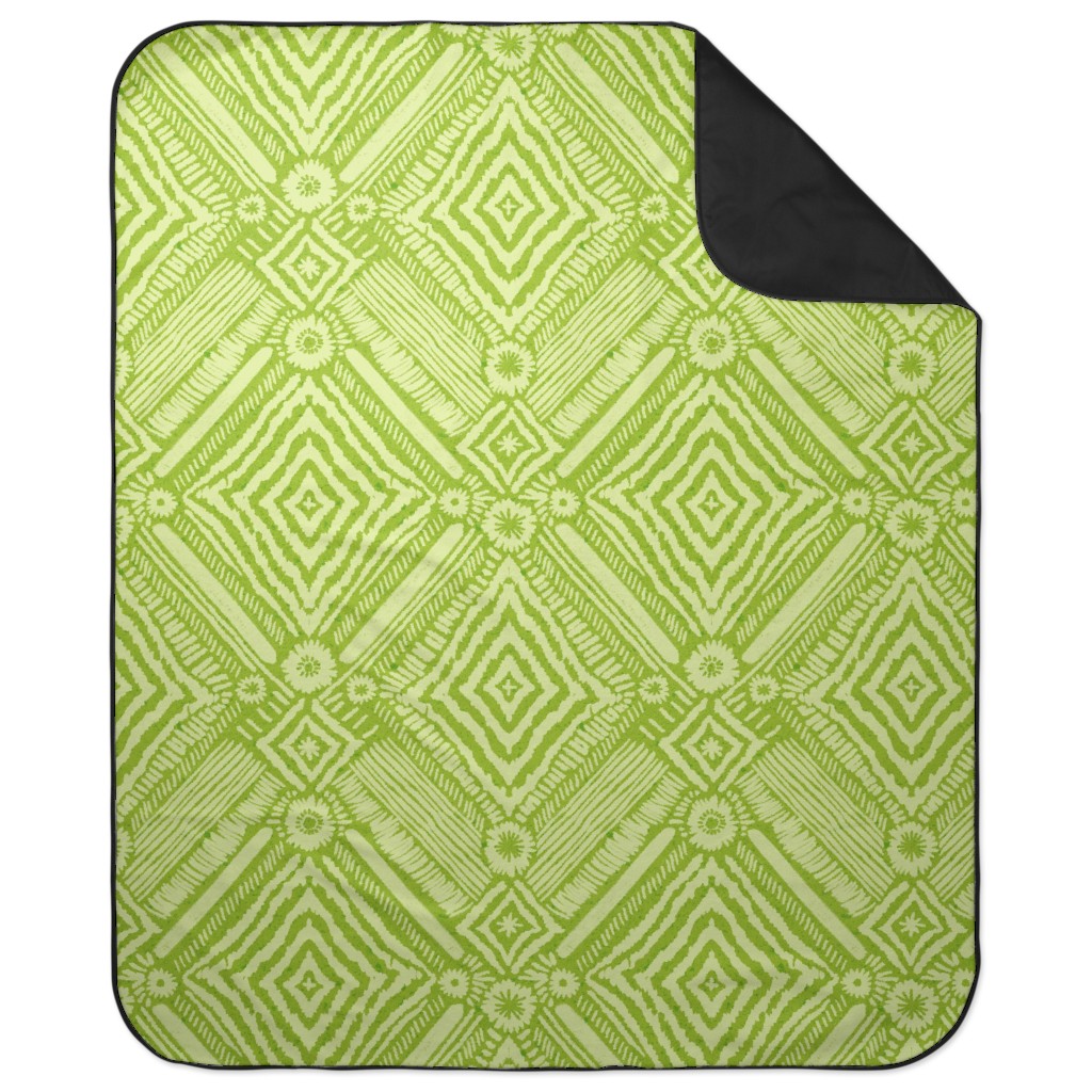 Textural Diamonds - Green Picnic Blanket, Green, Classic Green
