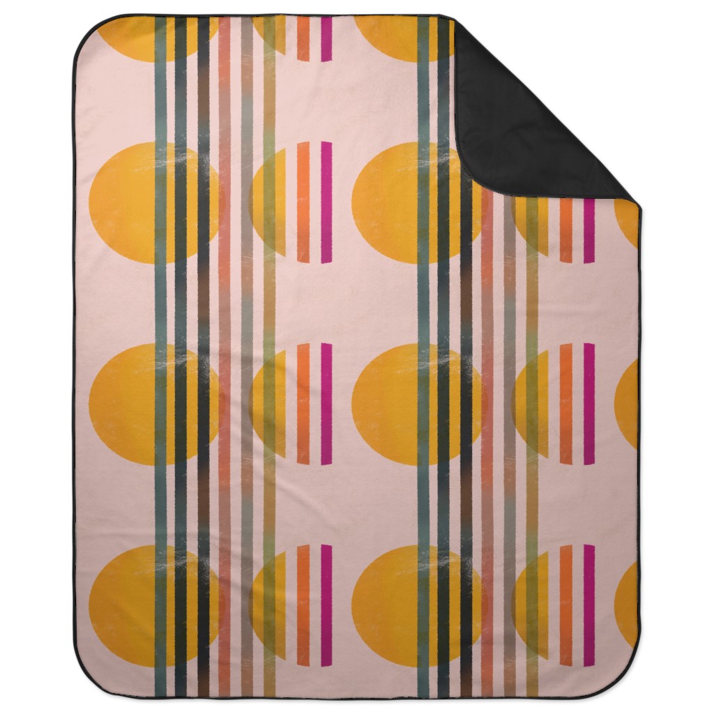 Abstract Cali Sunset - Multi on Pink Picnic Blanket, Multicolor