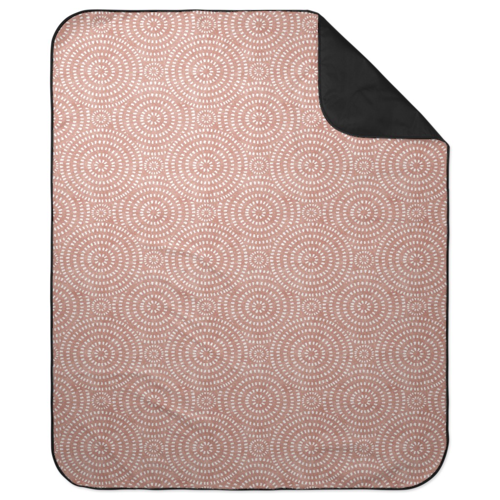 Bohemian Tiles - Circular - Pink Picnic Blanket, Pink