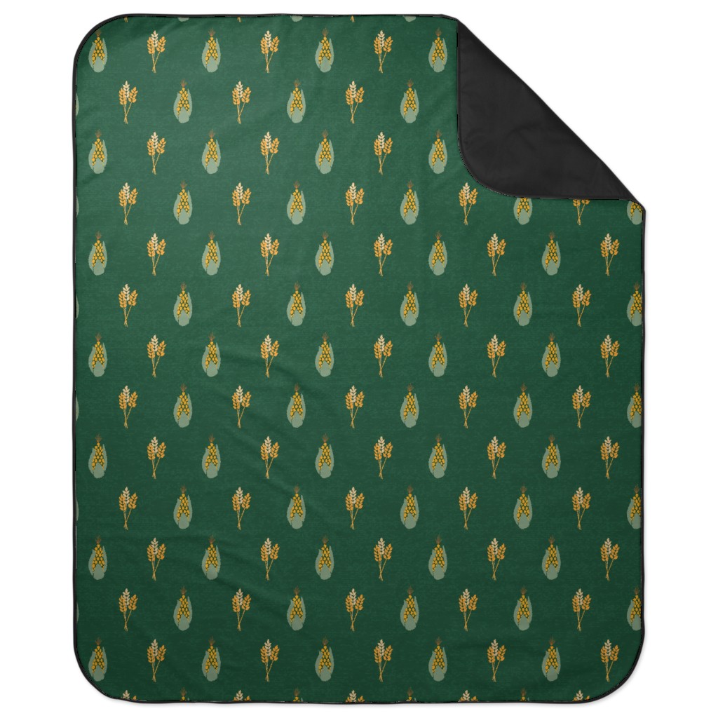 Corn on Green Background Picnic Blanket, Green, Classic Green