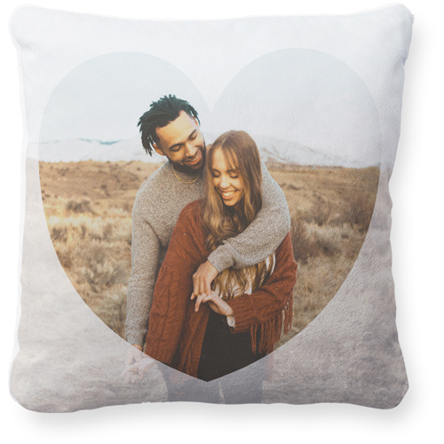 Heart Overlay Pillow, Plush, White, 16x16, Single Sided, White