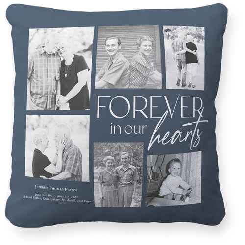 In Our Hearts Memorial Pillow, Plush, White, 16x16, Single Sided, Black