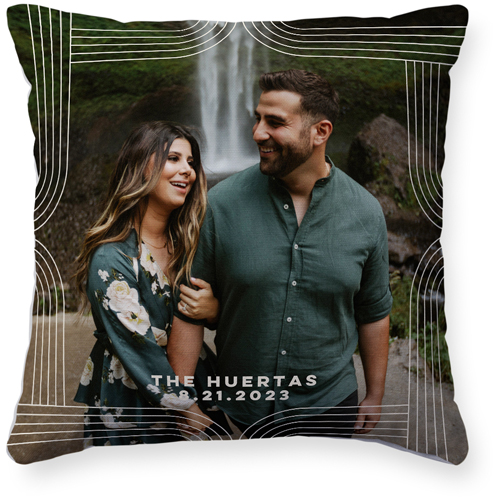 Modern Arch Border Pillow, Woven, White, 16x16, Double Sided, Beige, antique white