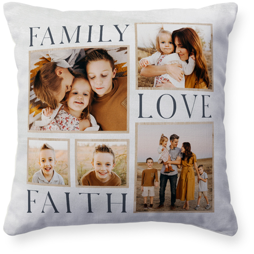 Rustic Family Sentiments Pillow, Woven, Beige, 16x16, Single Sided, Beige