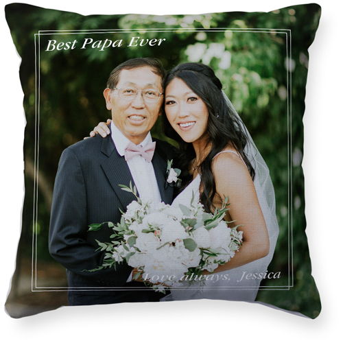 Simple Keyline Border Pillow, Woven, White, 16x16, Double Sided, White