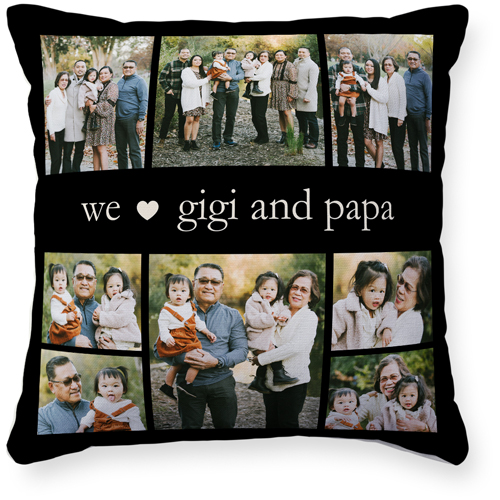 We Heart Montage Pillow, Woven, Beige, 16x16, Single Sided, Black, black