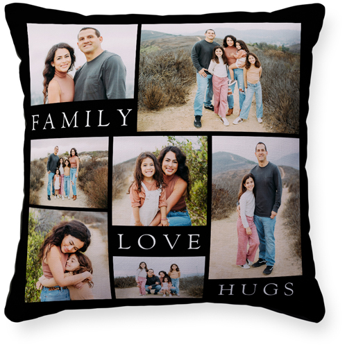 Family Gallery Of Seven Pillow, Woven, Black, 16x16, Single Sided, Multicolor
