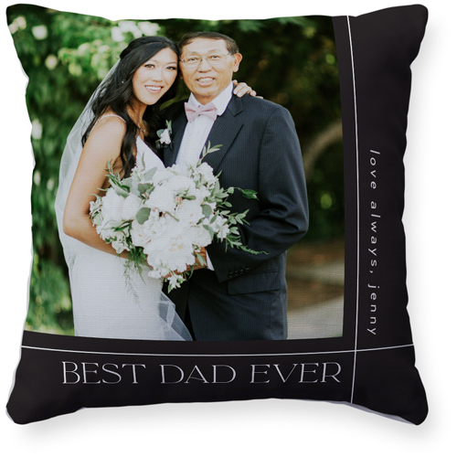 Best Dad Lines Pillow, Woven, White, 16x16, Double Sided, Gray, charcoal