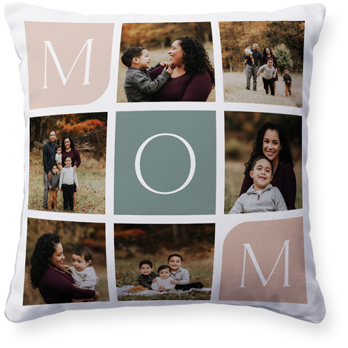 Mom Color Grid Pillow, Woven, White, 16x16, Double Sided, White