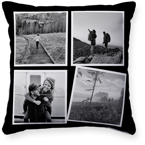 Tilt Frames Pillow, Woven, White, 16x16, Double Sided, Black