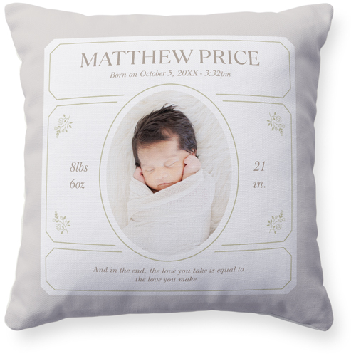 Vintage Stationery Frame Pillow, Woven, Beige, 16x16, Single Sided, Brown, cafe