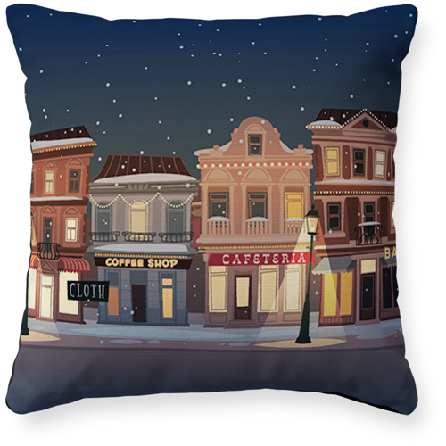 Holiday Street Pillow, Woven, Black, 16x16, Single Sided, White