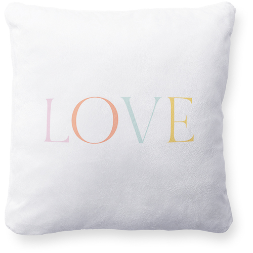 Pastel Love Pillow, Plush, White, 16x16, Single Sided, Multicolor