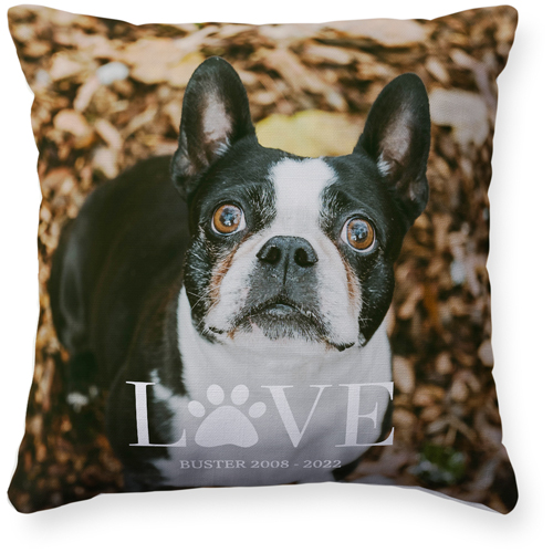 Love Paw Pillow, Woven, Beige, 16x16, Single Sided, White
