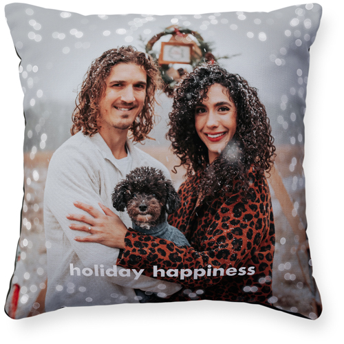 Bokeh Frame Pillow, Woven, Black, 16x16, Single Sided, White, white