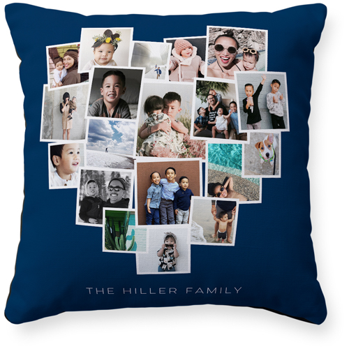 Tilted Heart Collage Pillow, Woven, Black, 16x16, Single Sided, Gray