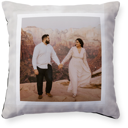 Watercolor Border Pillow, Woven, Black, 16x16, Single Sided, White, white