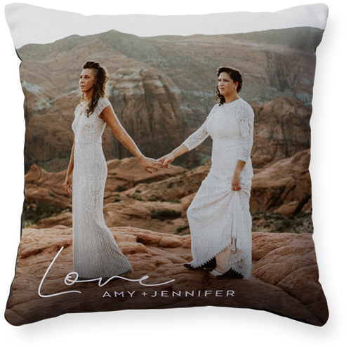 Handwritten Love Pillow, Woven, Black, 16x16, Single Sided, White, white